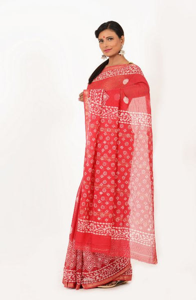 Red Batik Saree