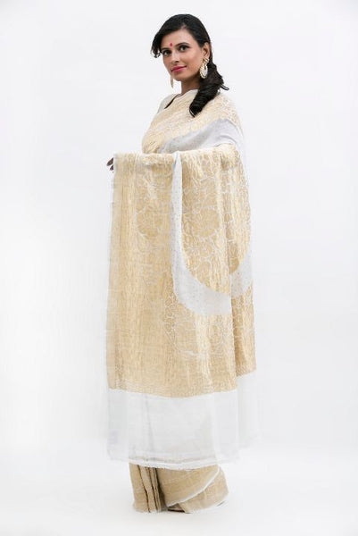 White Zari Work Banarasi Saree