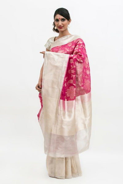 Pink Zari Work Banarasi Silk Saree
