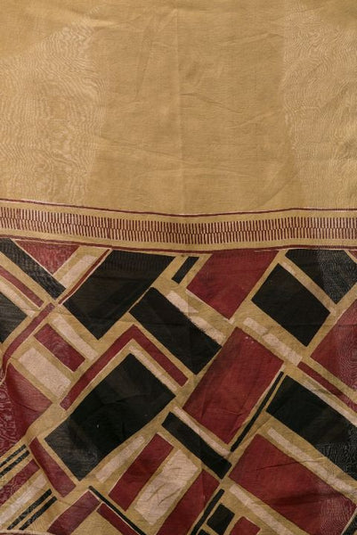 Yellow Chanderi Dabu Print Dupatta