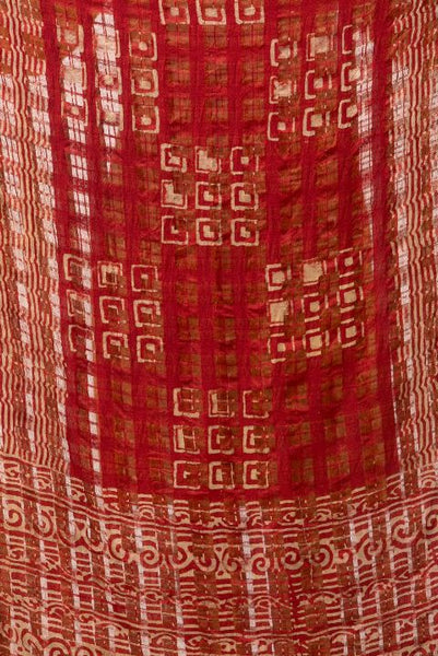 Red Chanderi Dabu Print Dupatta